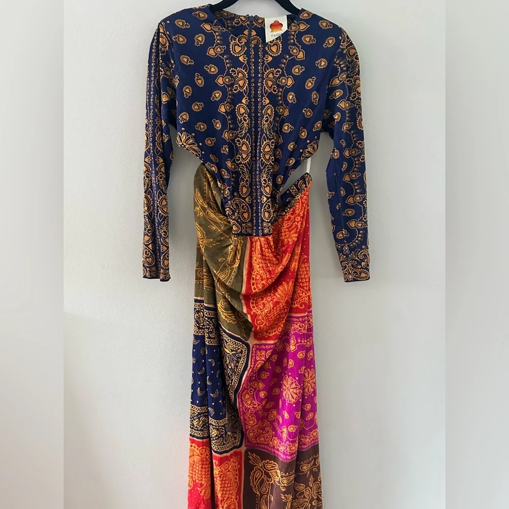 Farm Rio Multicolor Bandana Dream Cut Out Maxi Dress Large New Resort Vacation - Picture 6 of 11